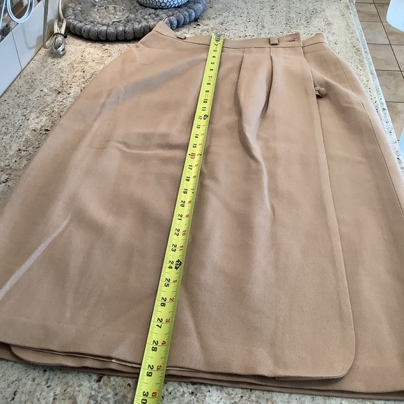 Vintage Anne Rubinstein Couture Tan Wool Wrap Skirt Size 42 - Picture 8 of 9